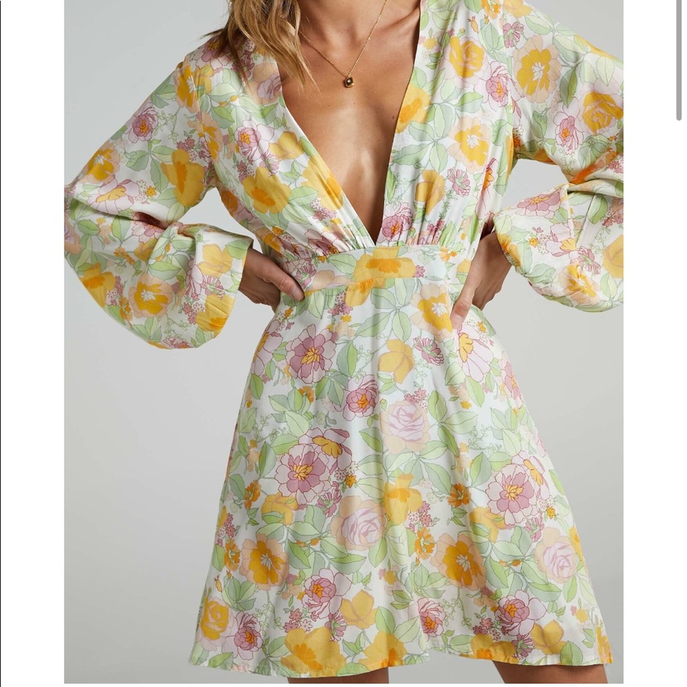 Showpo Negroni Dress in Linear Floral